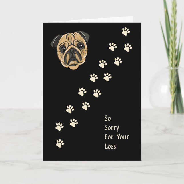 Sympathy Card for a Pet Pug in Black (Front)
