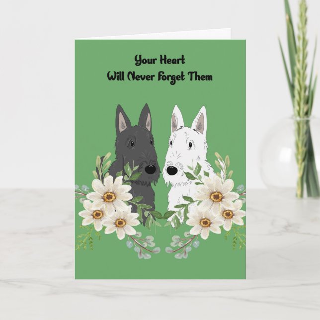 Sympathy Card for Pet Black and White Scotties (Front)