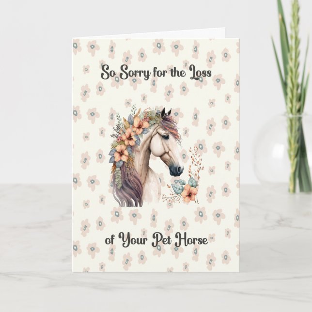 Sympathy Card for Pet Horse in Peach & Beige (Front)