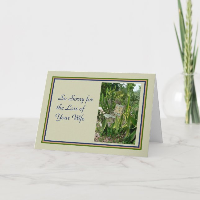 Sympathy Card for Wife, with Bench and Plants (Front)