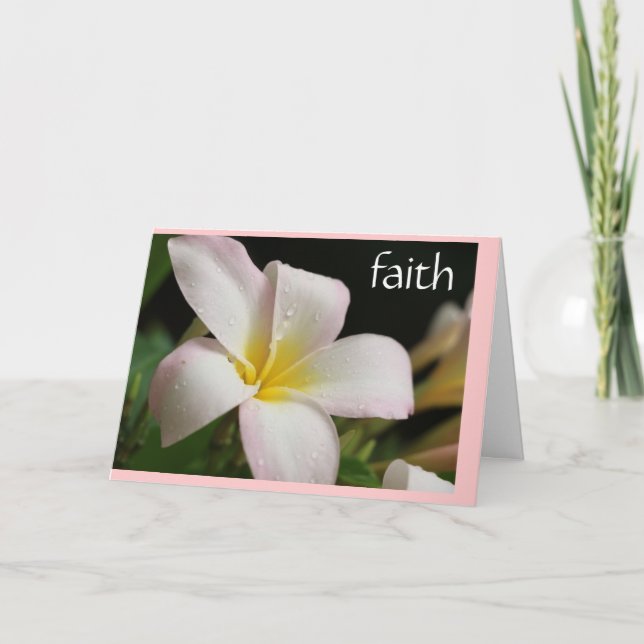 Sympathy Card: Plumeria w Scripture verse on Faith Card (Front)