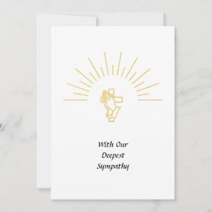 Sympathy Card Praying Hands Cross Spiritual White