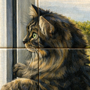 Sympathy Card   Quiet Maine Coon Cat at the Window