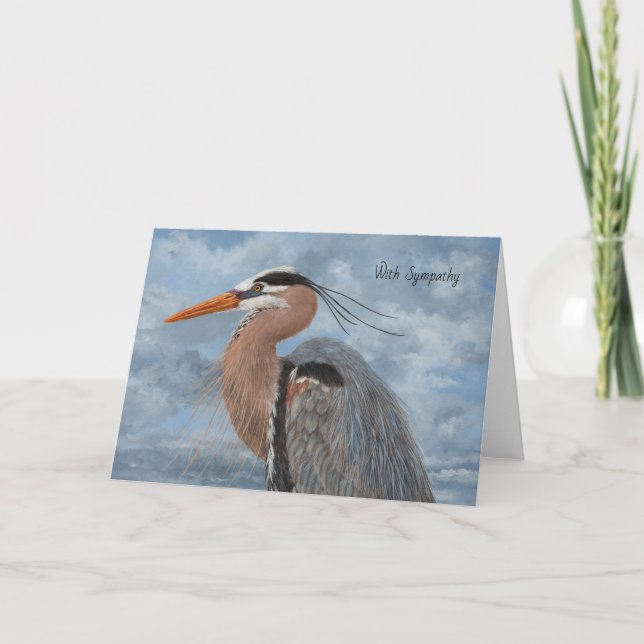 Sympathy card with great blue heron (Front)