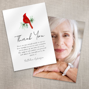 Sympathy Cardinal Photo Funeral Thank You Card
