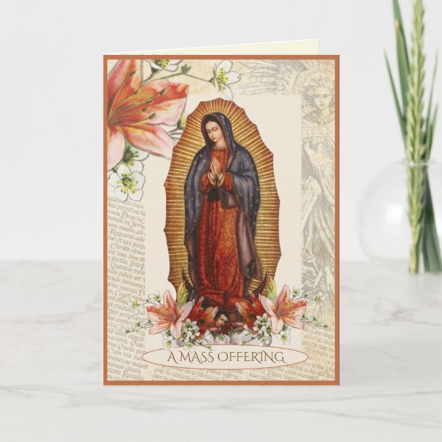 Sympathy Catholic  Mass Offering Guadalupe Mary Card (Front)