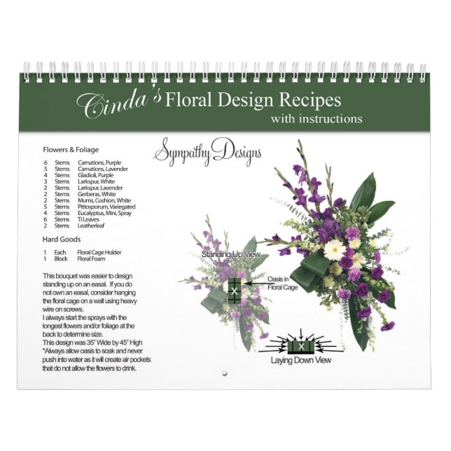 Sympathy Cinda's Floral Design Recipes Calendar (Cover)