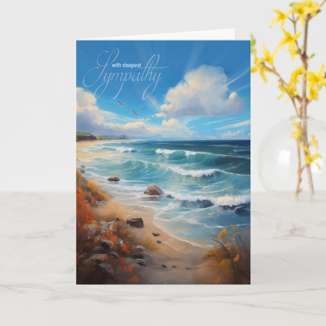 Sympathy Coastal Flight with Seagull Card (Yellow Flower)
