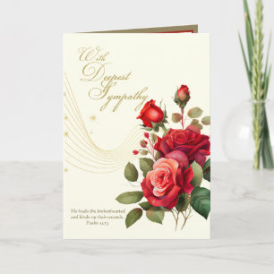 Sympathy Condolence Scripture Religious Red Roses Card