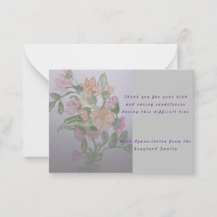 sympathy condolences poem thank you  card
