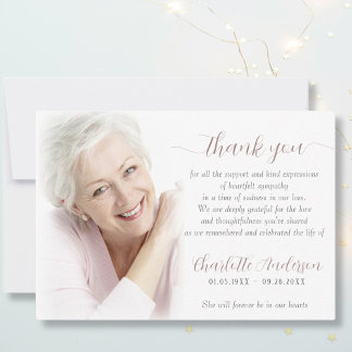Sympathy Custom Photo Funeral  Thank You Card
