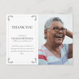  Sympathy Custom Photo Funeral Thank You White Postcard