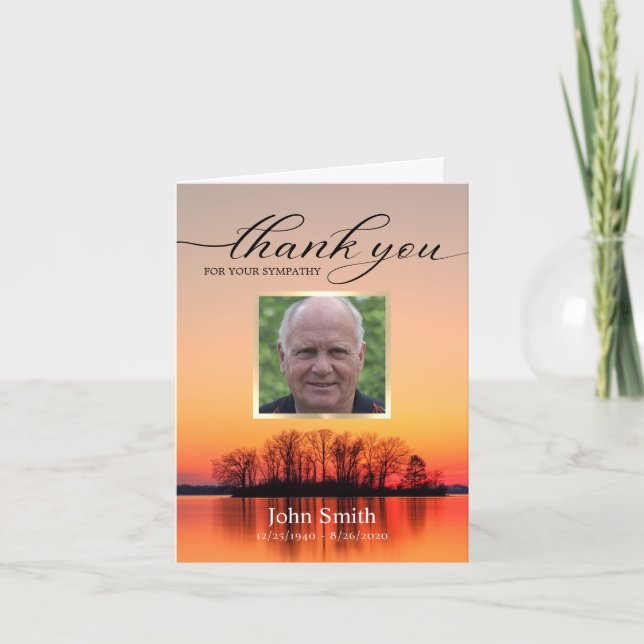 Sympathy Custom Photo Sunset Memorial Thank You (Front)