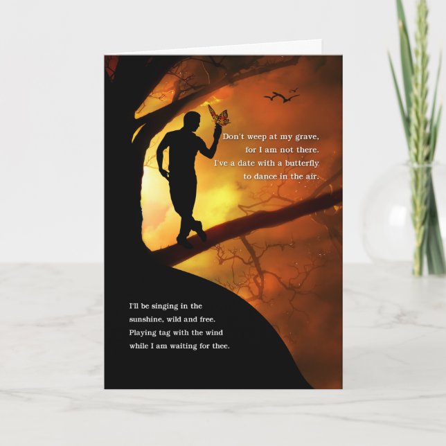 Sympathy Don't Weep at My Grave Poem Male Card (Front)