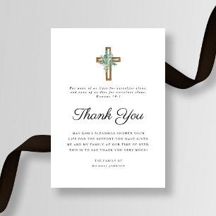 Sympathy Eucalyptus Cross Funeral Thank You Card