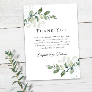 Sympathy Eucalyptus Funeral  Thank You Card