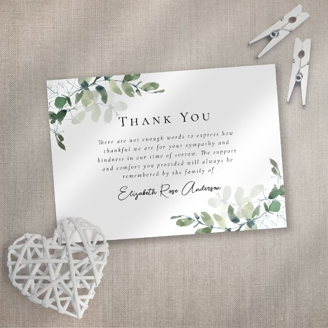 Sympathy Eucalyptus Funeral Thank You Card (Creator Uploaded)