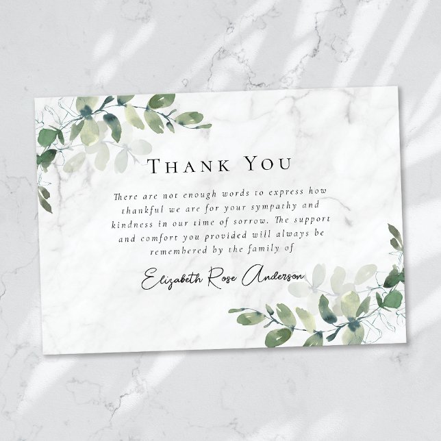 Sympathy Eucalyptus Funeral  Thank You Card (Creator Uploaded)