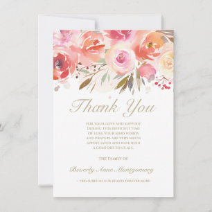 Sympathy Floral Blush Watercolor Roses Thank You