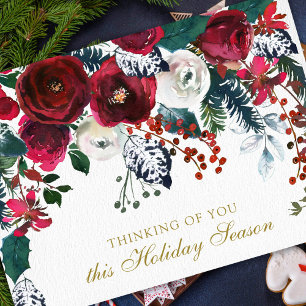 Sympathy Floral Bouquet Remembrance Christmas  Holiday Card
