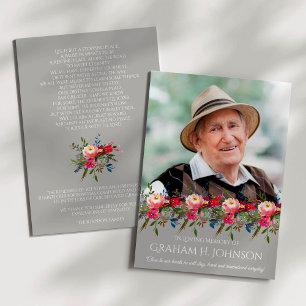 Sympathy Floral Photo Funeral Thank You Card