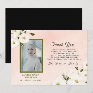 Sympathy Floral Pink Photo Memory Thank You  Card