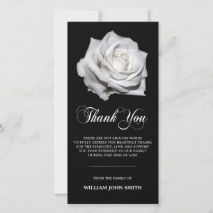 Sympathy Flower White Rose THANK YOU Black Card
