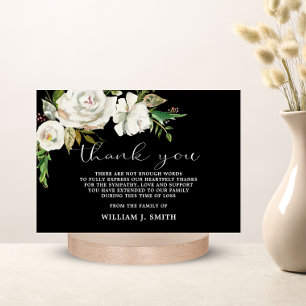 Sympathy Flower White Roses THANK YOU PHOTO Card