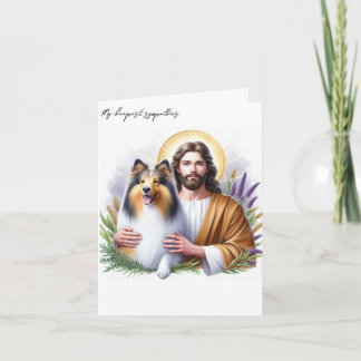 Sympathy for Dog Loss-Jesus with Collie Card