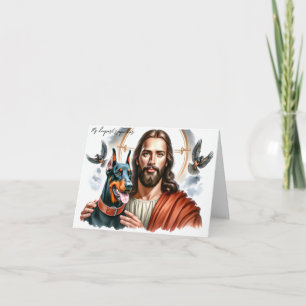 Sympathy for Dog Loss-Jesus with Doberman Card