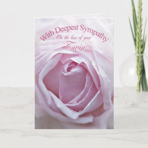 Sympathy for loss of a Twin, a beautiful pink rose Card