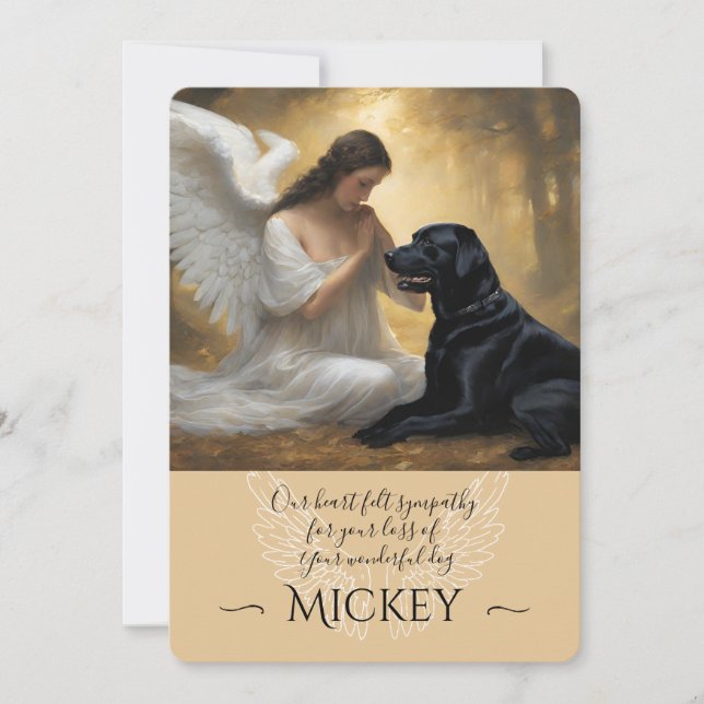 Sympathy for Loss of Black Lab Angel Invitation (Front)