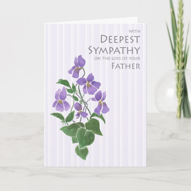 Sympathy for Loss of Father with Violets Card (Front)
