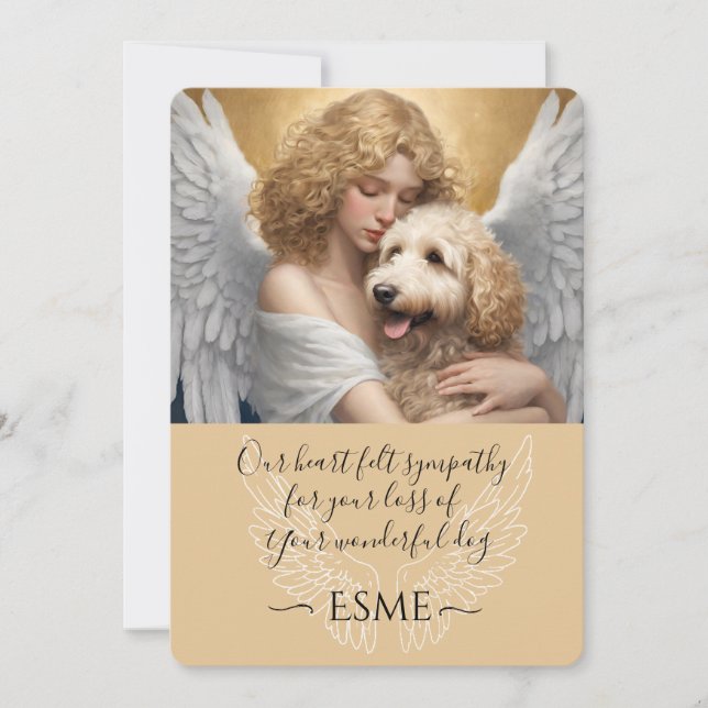 Sympathy for Loss of Golden Doodle Angel Art  Invitation (Front)