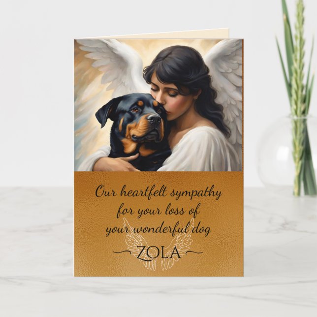 Sympathy for Loss of Rottweiler Angel Art card (Front)