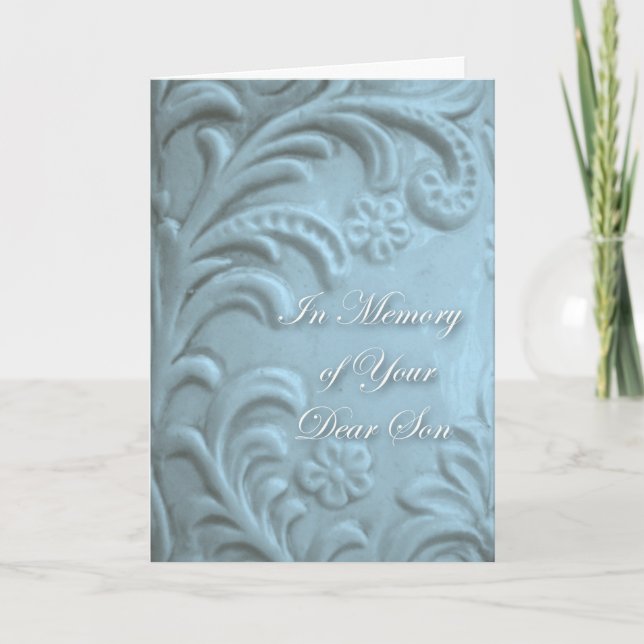Sympathy for Loss of Son, Blue Plant Forms Card (Front)