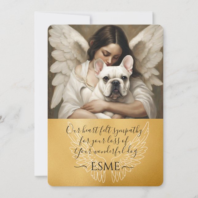 Sympathy for Loss White French Bulldog Angel Art  (Front)
