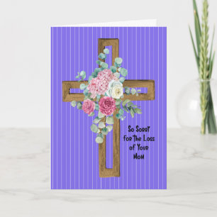 Sympathy for Mum with Floral Cross  Card