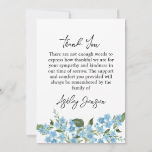 Sympathy Forget me not Photo Thank You Card