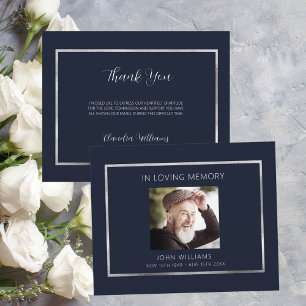 Sympathy funeral blue photo thank you card