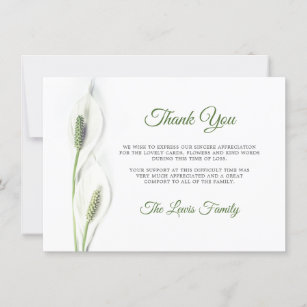 Sympathy Funeral Calla Lily Flower Thank You PHOTO
