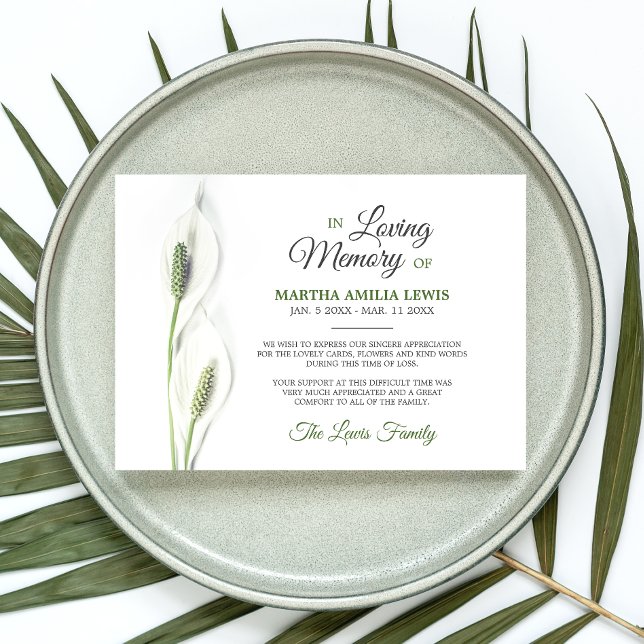 Sympathy Funeral Calla Lily Flowers Thank You (Creator Uploaded)