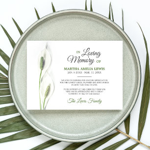 Sympathy Funeral Calla Lily Flowers Thank You Card