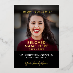 Sympathy Funeral Memory Photo Foil Cards