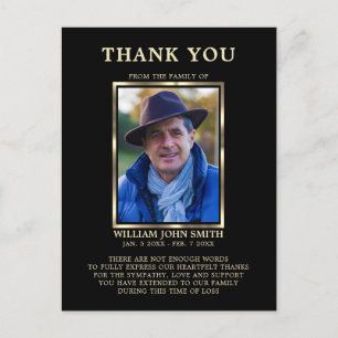 Sympathy Funeral Memory THANK YOU Photo Black Postcard