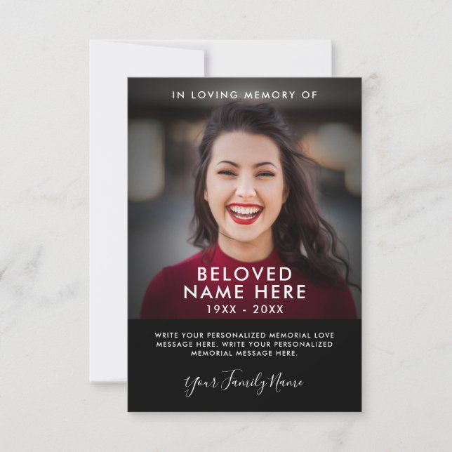 Sympathy Funeral Memory Thank You Photo card (Front)