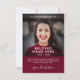 Sympathy Funeral Memory Thank You  Photo card