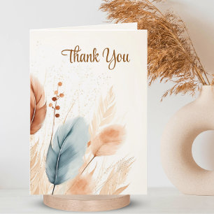 Sympathy Funeral Pampas Grass Boho Beige PHOTO Thank You Card