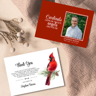 Sympathy Funeral THANK YOU Cardinal Bird   PHOTO Card