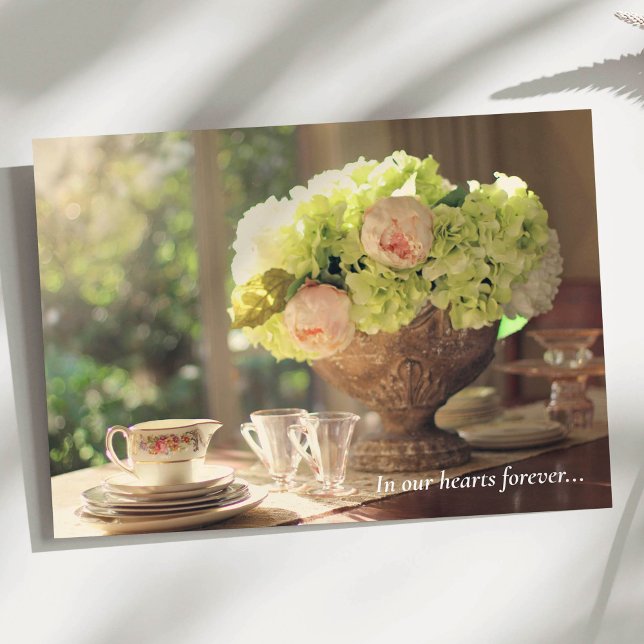 Sympathy Funeral Thank You Cards Floral Hydrangea  (Sympathy Funeral Thank You Card Hydrangea and vintage tea set)